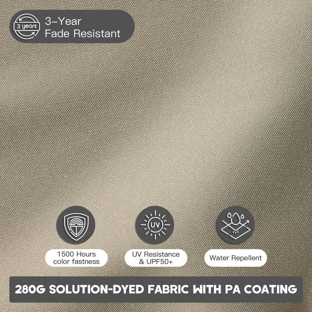 10x13 ft. 360° Rotation Square Cantilever Patio Umbrella with Bluetooth Speaker and LED Light in Taupe