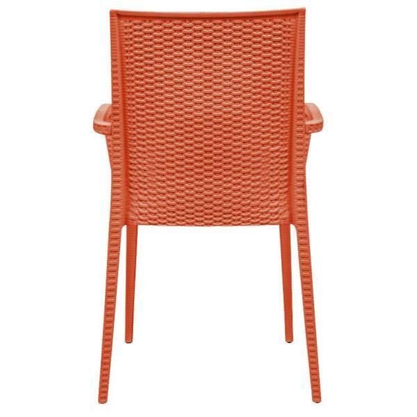 LeisureMod Mace Modern Dining Arm Chair for Indoor and Outdoor Home in Orange