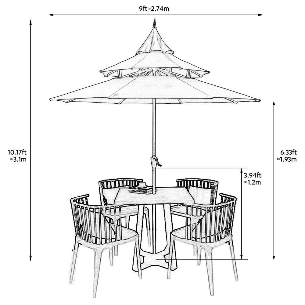 Maypex Outdoor Patio Umbrella 9 Ft Pagoda with Crank, No Tilt, Orange