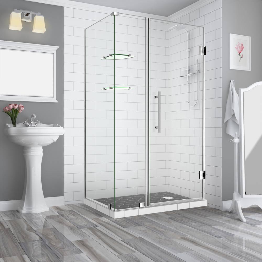 Aston Bromley GS 77.63" W x 72" H Rectangle Hinged Shower Enclosure SEN962EZ-SS-412736-10
