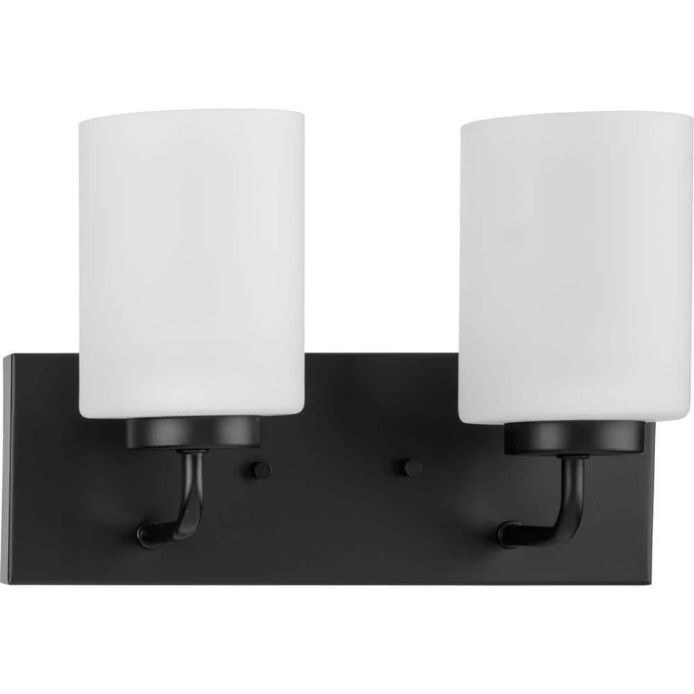 Progress Lighting Merry Collection 2-Light Brushed Nickel Etched Glass Transitional Bath Vanity Light