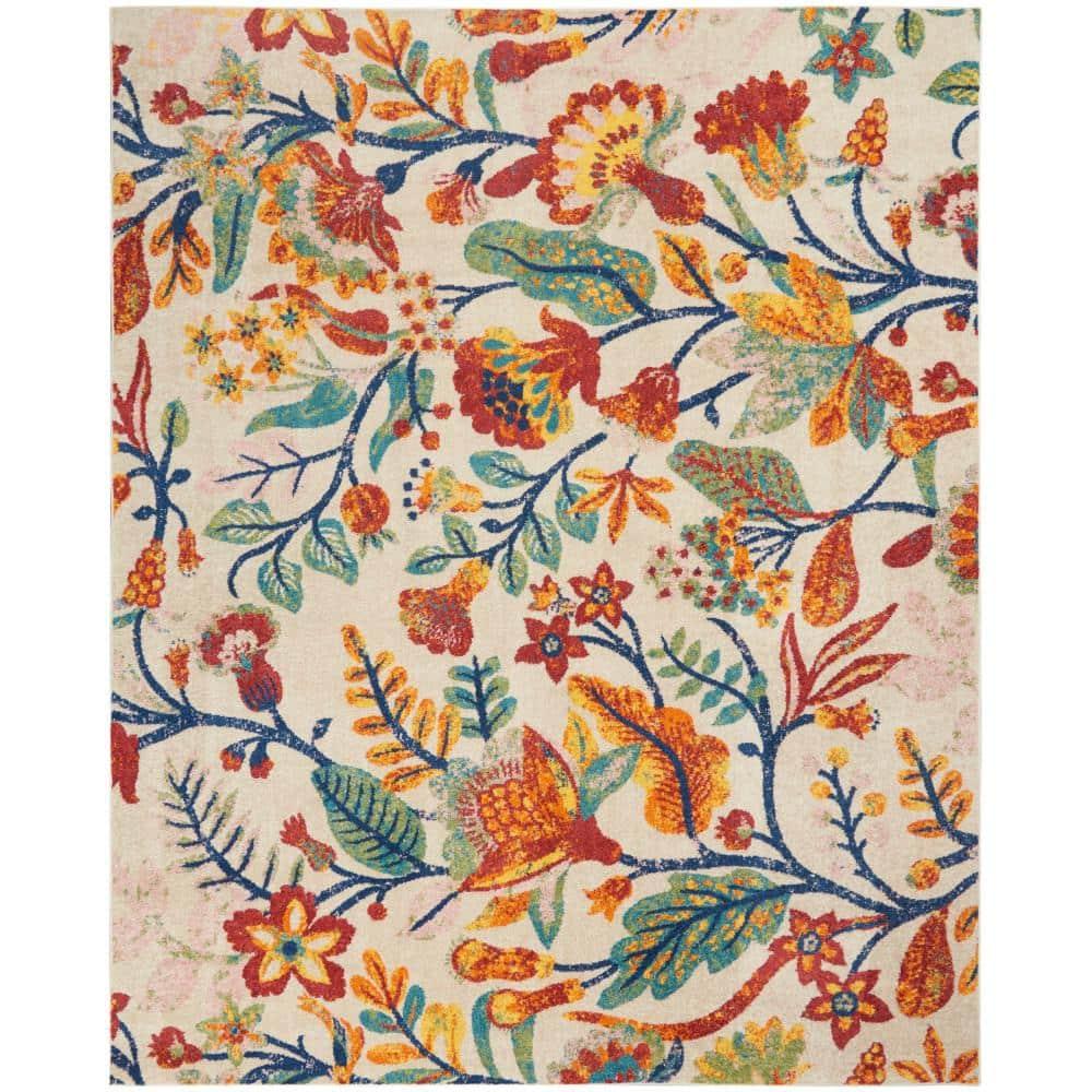 Nourison Allur Botanical Indoor Area Rug Ivory Multicolor 9' x 12'
