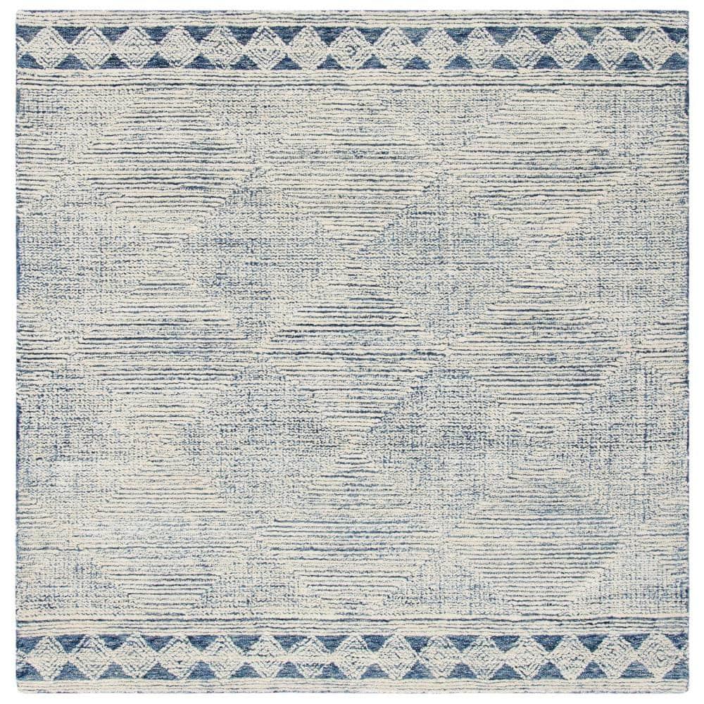 Abstract ABT349 Hand Tufted Area Rug - Ivory/Navy - 4'x4' - Safavieh .