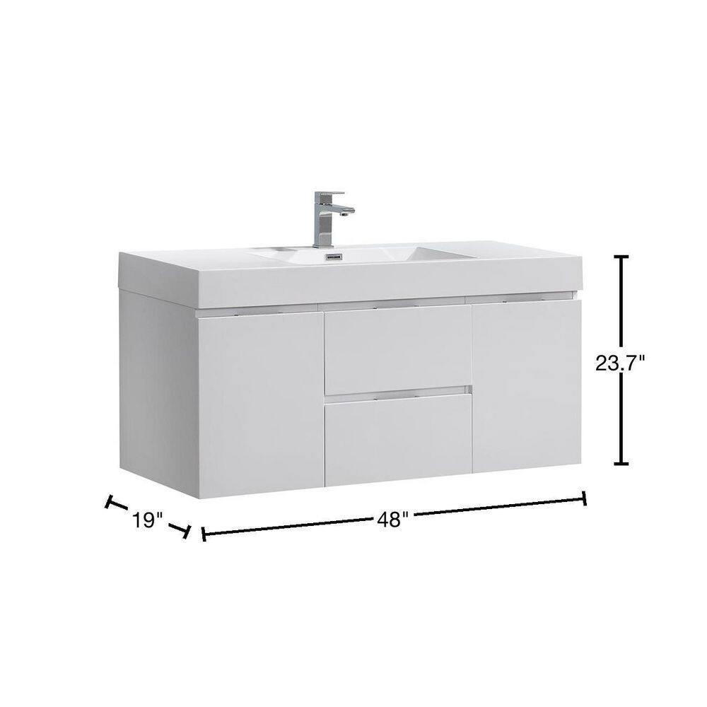 Valencia 48" Wall Mount Single Sink Bathroom Vanity with Top and Sink (Faucet Not Included)