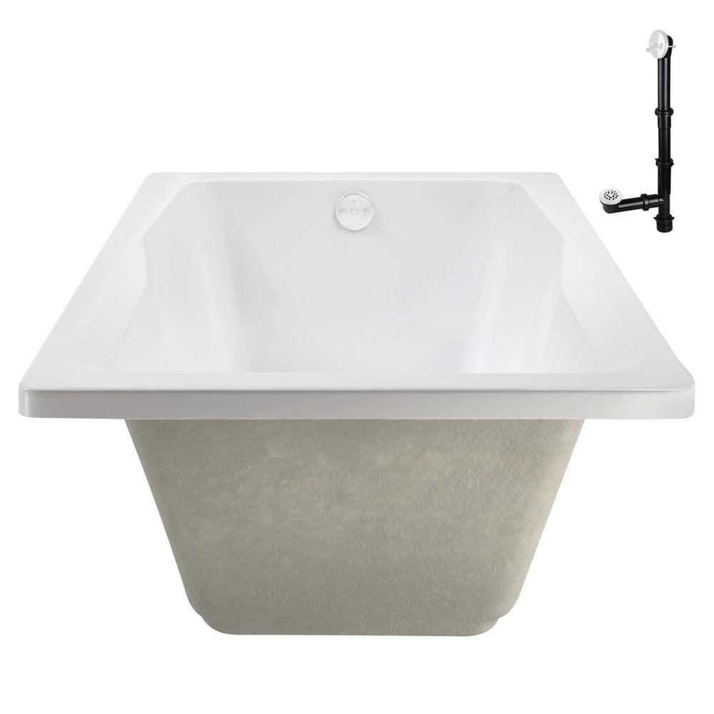 60'' x 32'' Acrylic Soaking Drop-In Bathtub, Drain Included