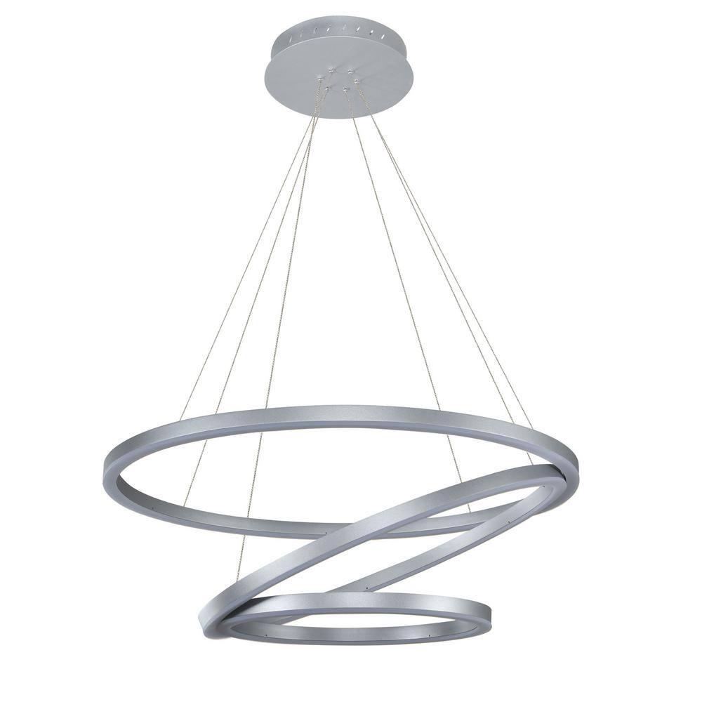 Tania Trio 32-in Integrated LED Ring Pendant Height Adjustable ETL Certified Circular Chandelier