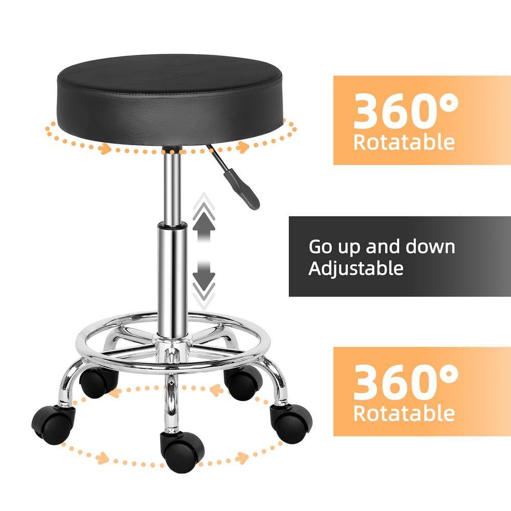 Lowestbest Bar Stool, Adjustable Swivel Chair with Round Feet, Modern Salon Chair Hydraulic Rolling