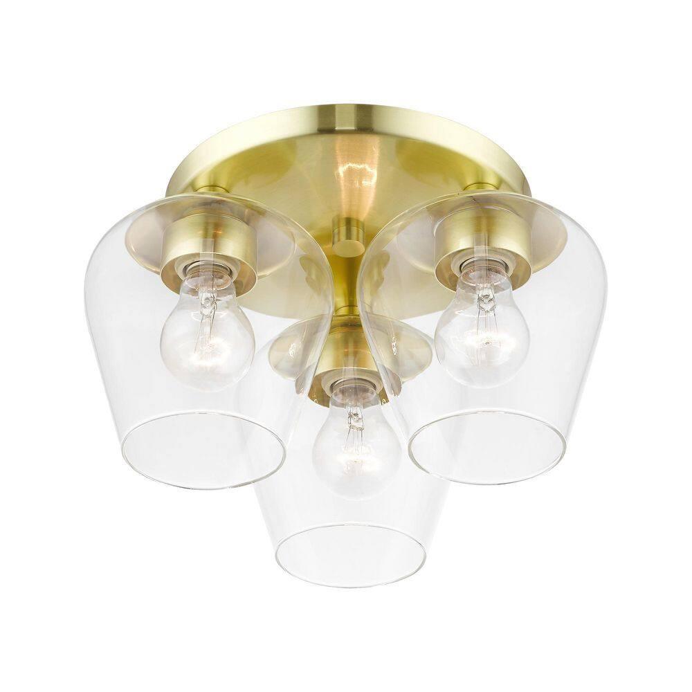 Livex Lighting Willow 3 - Light Flush Mount in Satin Brass