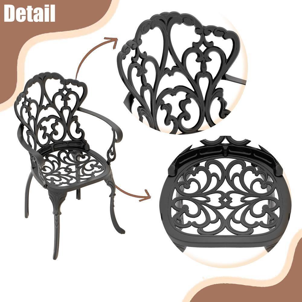 Deka Outdoor Cast Aluminum Dining Chairs, Set of 2, Shiny Copper