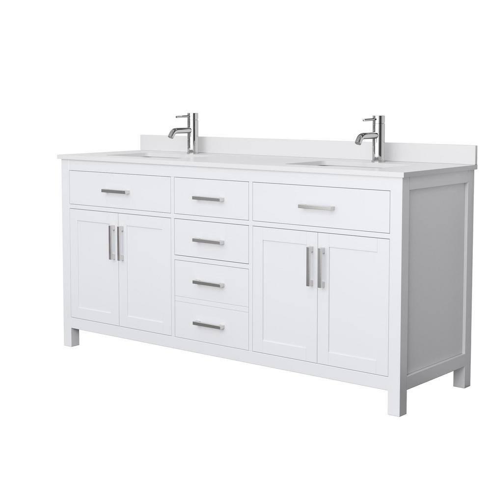 Beckett 72" Freestanding Double Bathroom Vanity with Cultured Marble Top