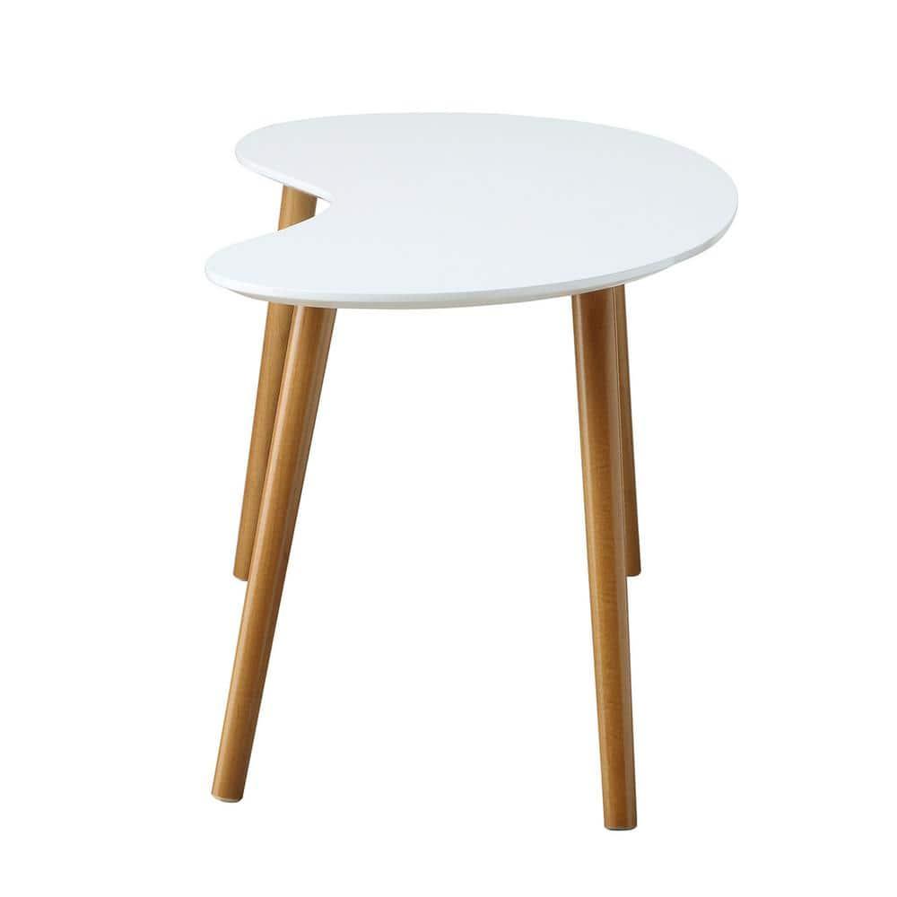 Convenience Concepts Oslo Bean-Shaped Coffee Table in Glossy White Wood Finish