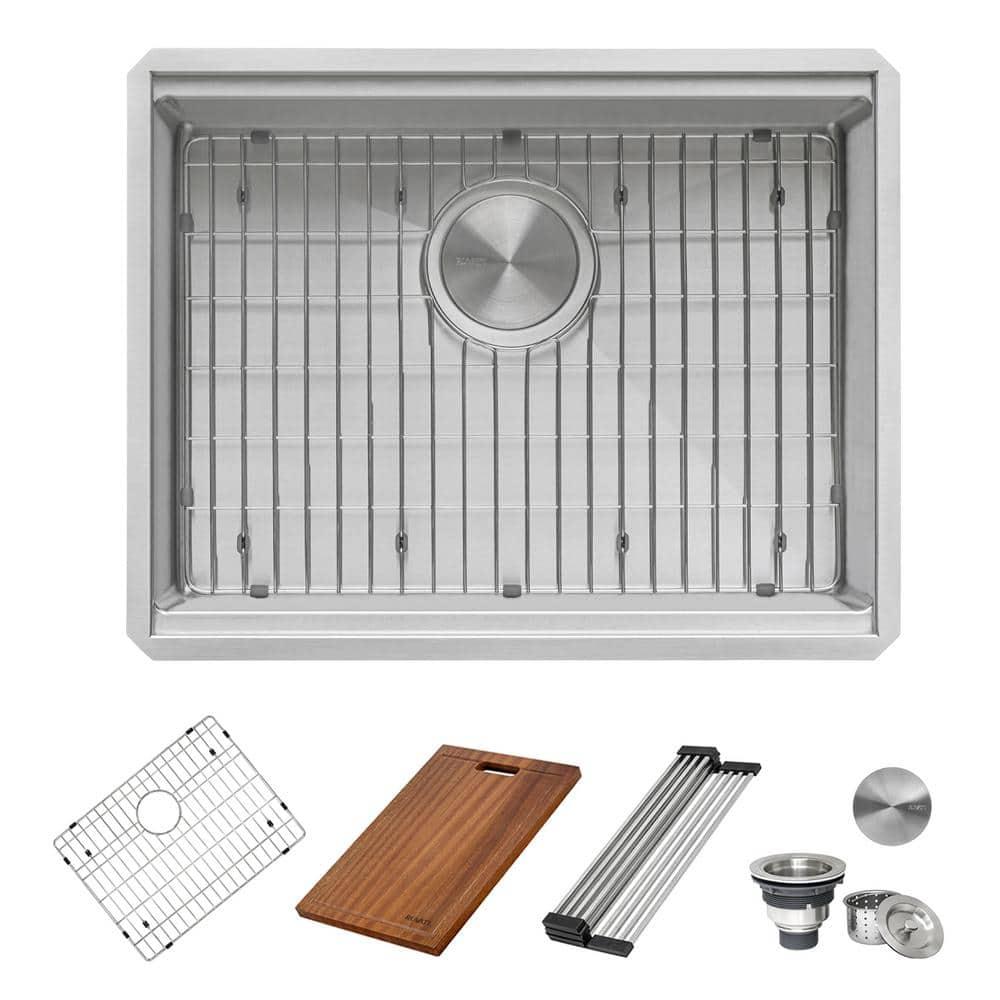 Ruvati Workstation Rounded Corners Undermount Ledge Kitchen Sink with Accessories