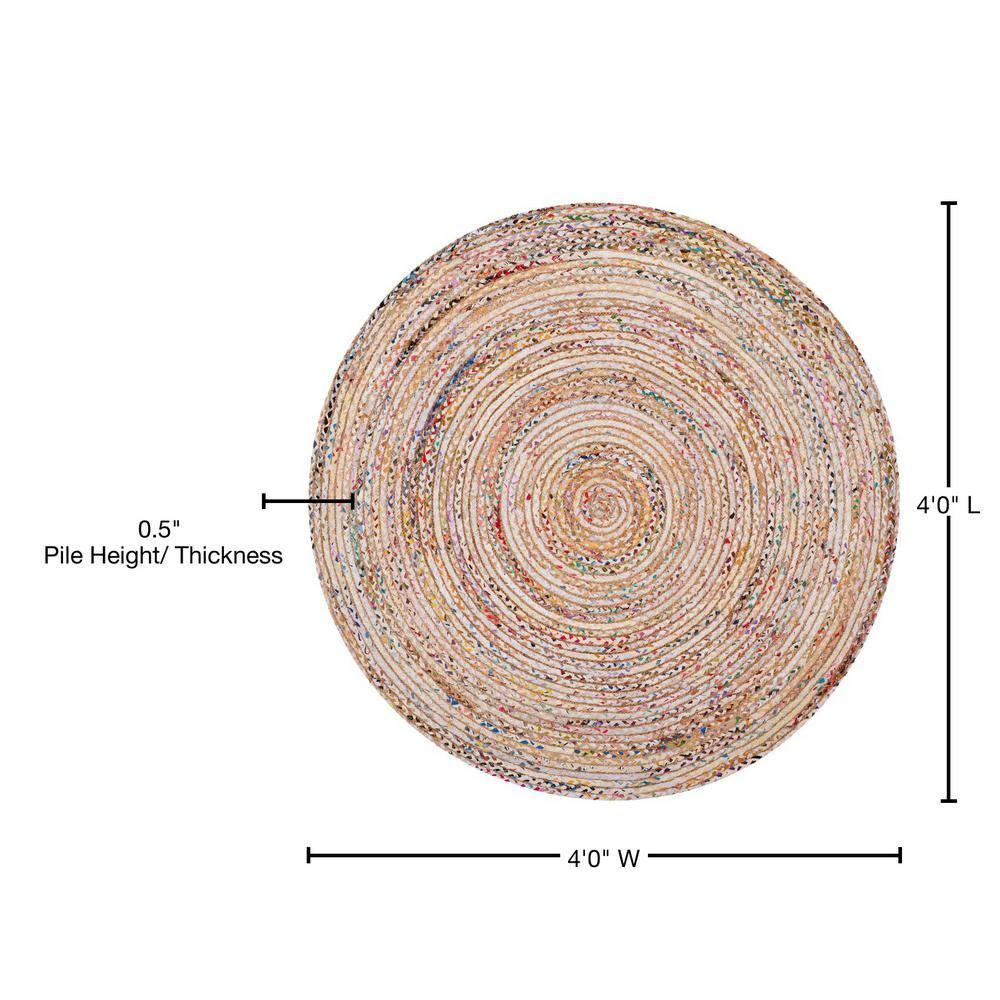 Cape Cod CAP202 Woven Indoor Area Rug - Beige/Multi - 4'x4' Round - Safavieh