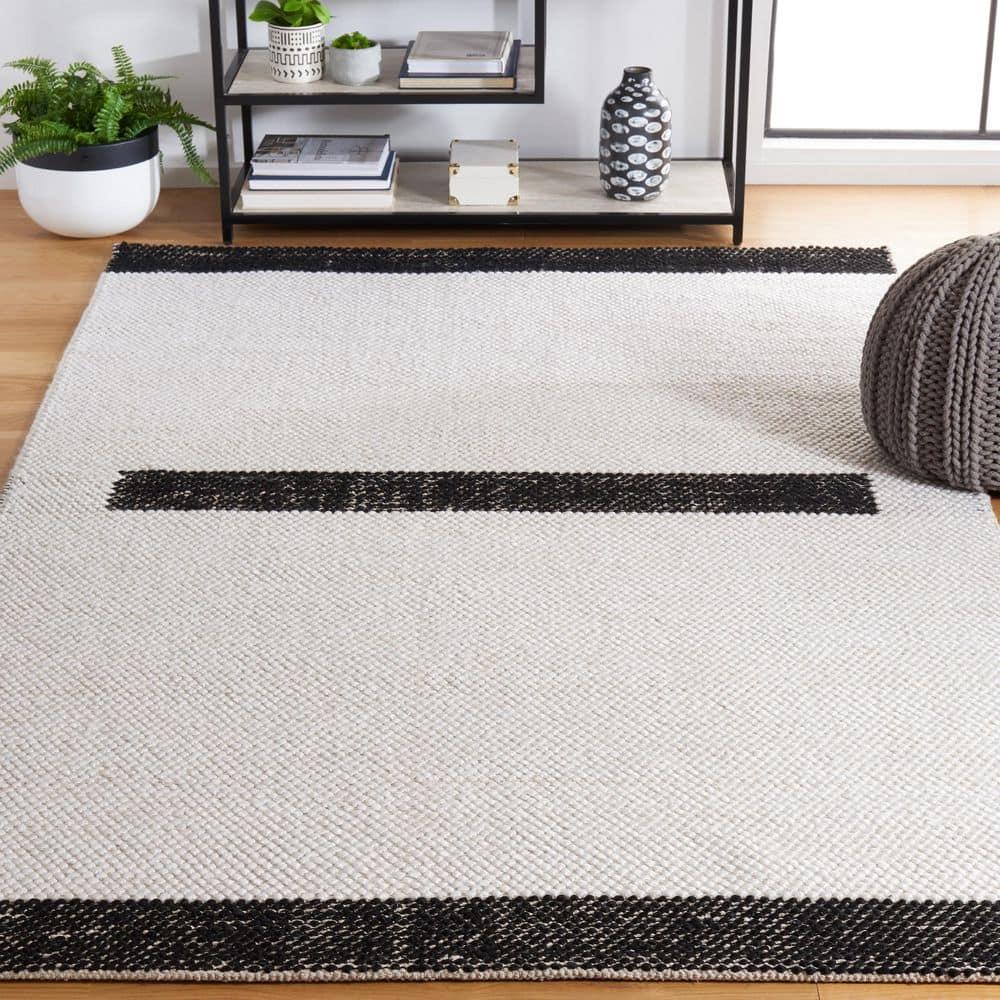 Natura NAT324 Flat Weave Indoor Area Rug - Ivory/Black - 6'x6' - Safavieh