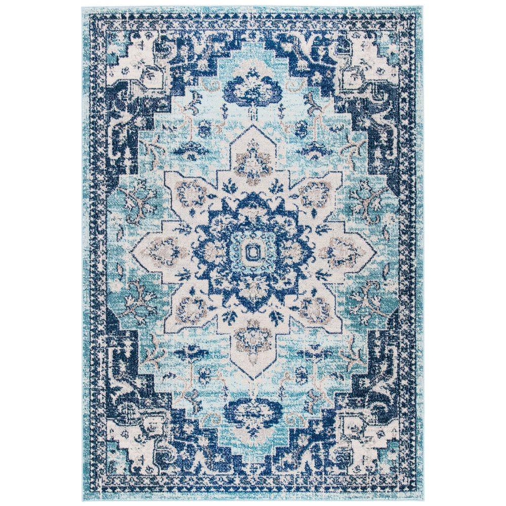 Madison MAD473 Power Loomed Indoor Area Rug - Teal/Navy - 5'3"x7'6" - Safavieh