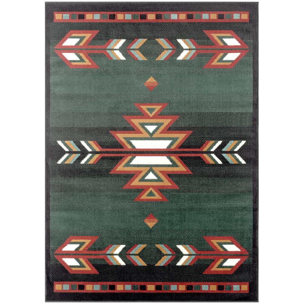 Home Dynamix Premium Sagrada Southwestern Geometric Area Rug Green/Red, 5'2"x7'4"