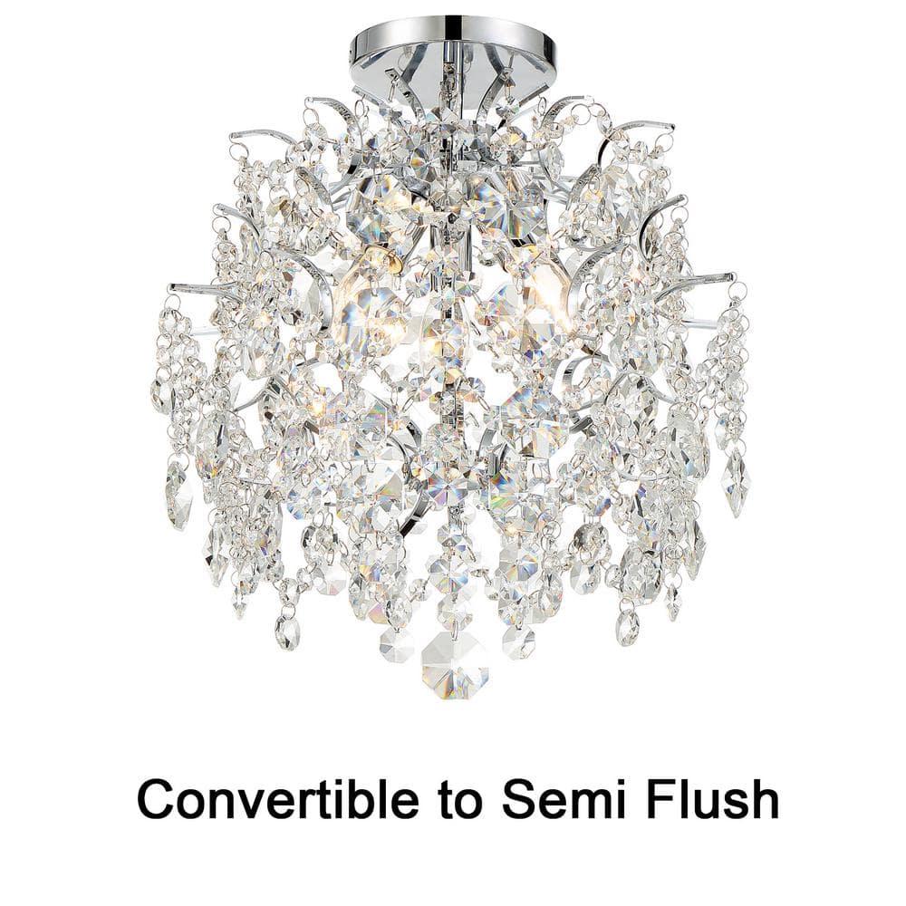 Elegant Chrome Mini Chandelier with Crystal Accents, 3-Light
