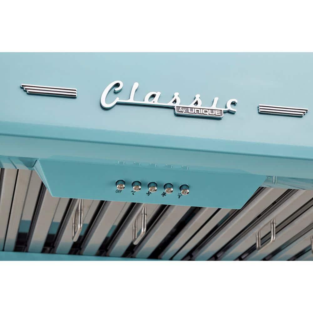 Classic Retro 30" 700 CFM Ducted Under Cabinet Range Hood with Stainless Steel Baffles and Light