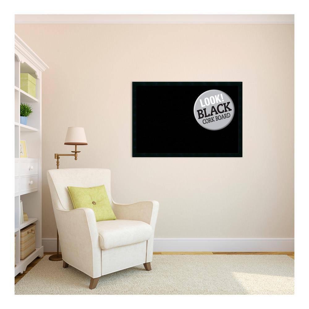 Amanti Art Black Cork Board for Wall, 26x38 Vision Board with Black Wood Frame, Large Corkboard Office Decor for Home Organization, Modern Contemporary Corkboard Pinboard to display items for home