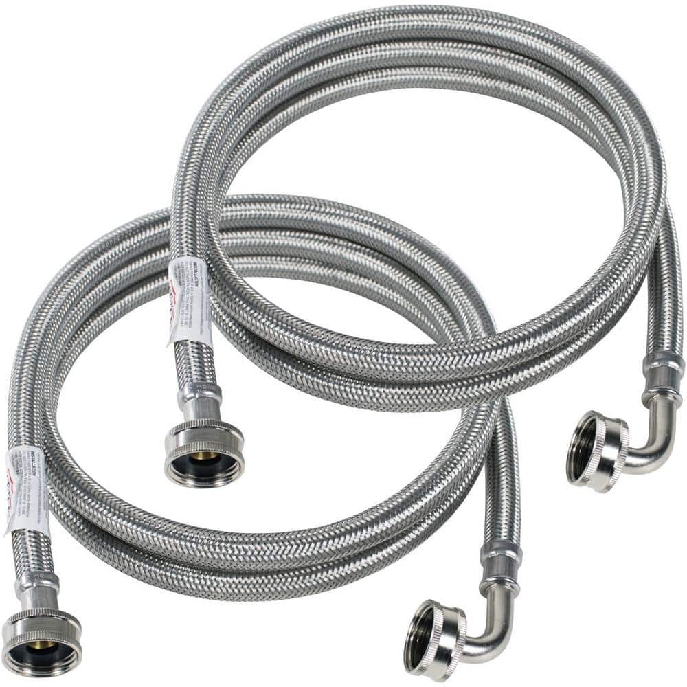 CERTIFIED APPLIANCE WM60SSL2PK Braided Stainless Steel Washing Machine Hoses with Elbow, 2 pk (5ft)