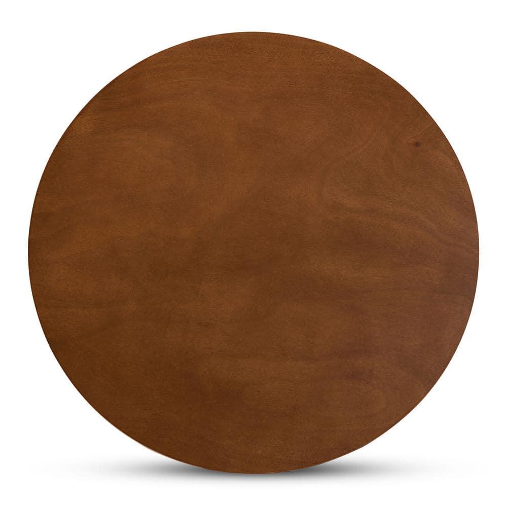 35" Kenji Wide Round Wood Dining Table Walnut - Baxton Studio: Contemporary 4-Point Base, MDF Composite Frame, Seats Four