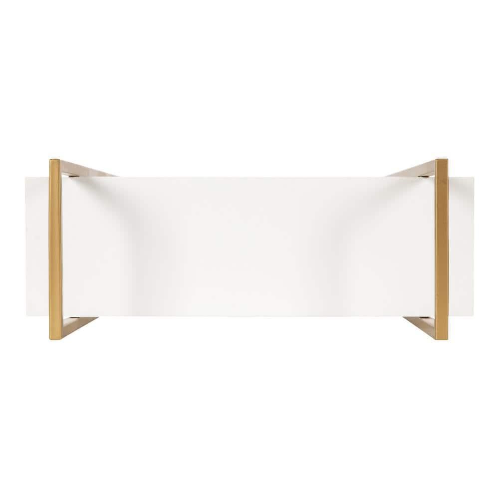 20" x 30" Leigh Wood and Metal Wall Shelf White/Gold - Kate & Laurel All Things Decor