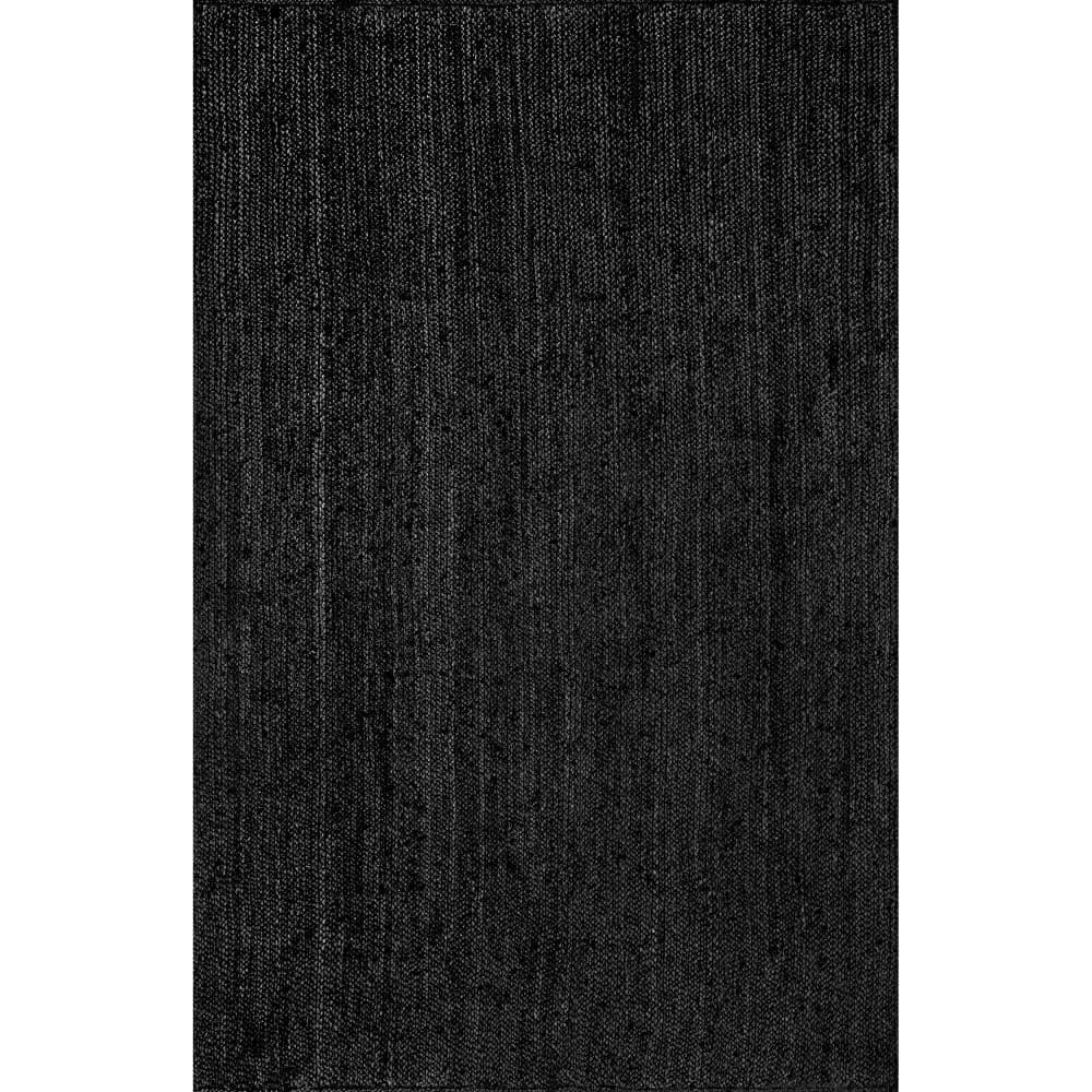 5'x8' Hand Woven Rigo Jute Area Rug Black - nuLOOM: Farmhouse Style, Low Pile, Rectangle, Indoor Use