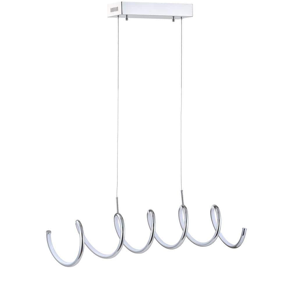 Ali 31" Dimmable Adjustable Integrated LED Metal Linear Pendant, Chrome