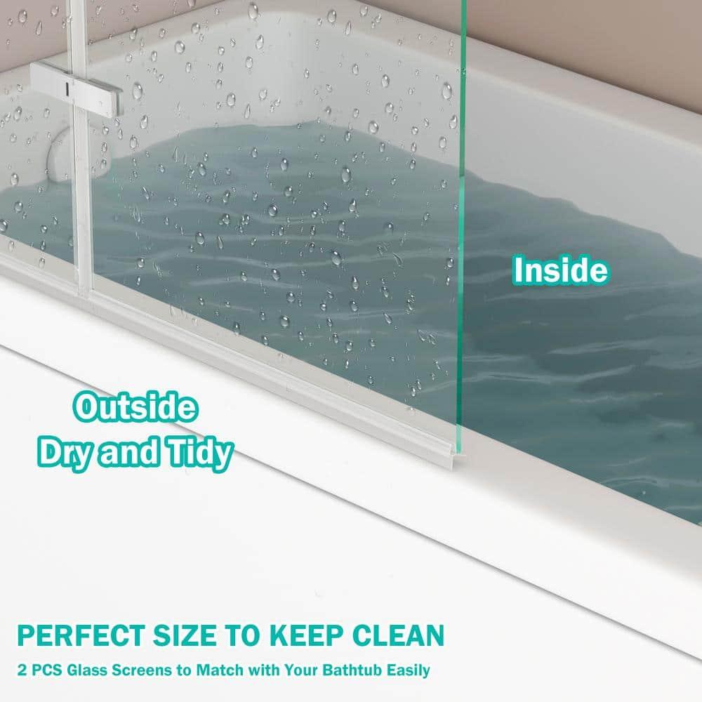 39 in x 55 in Polished Chrome Frameless Tub Door with Clear Glass