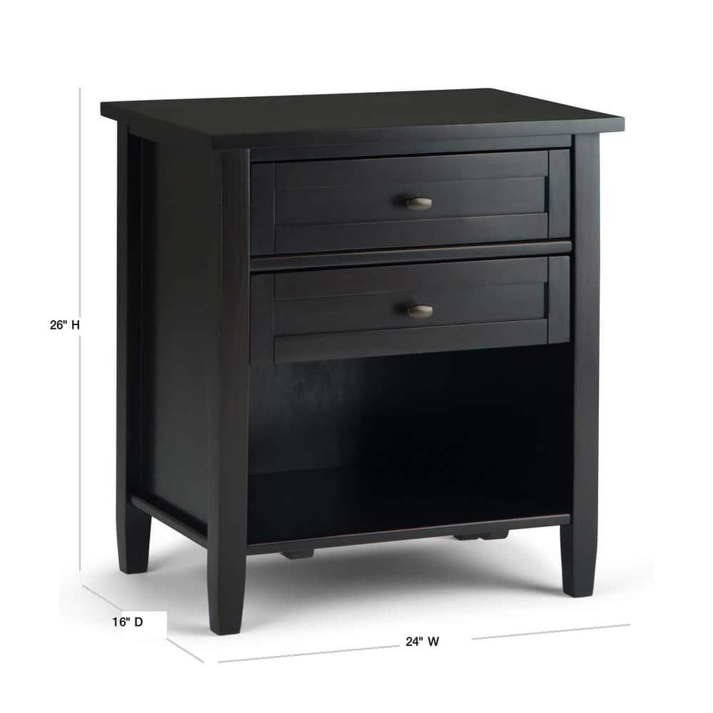 Simpli Home Warm Shaker 24"W Solid Wood Bedside Table with Two Drawers