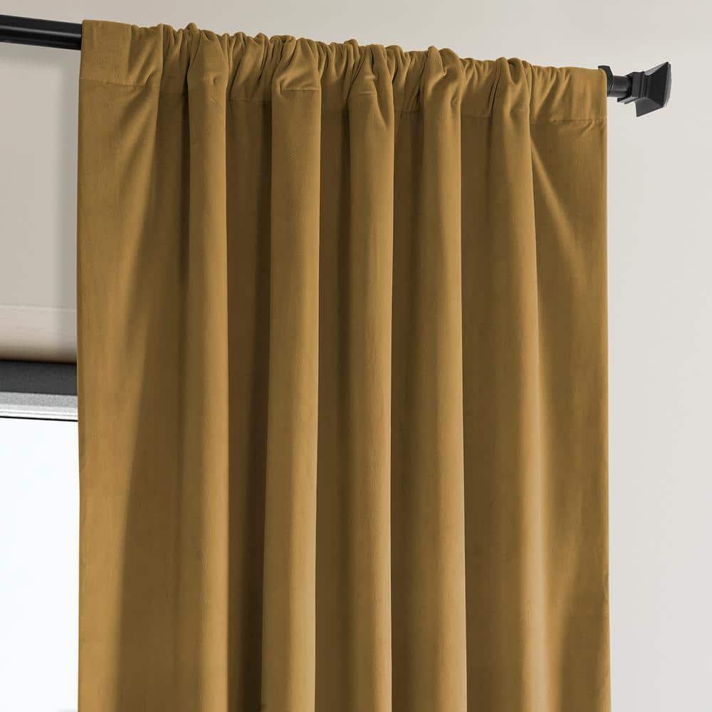 Half Price Drapes Retro Gold Heritage Plush Velvet Room Darkening Curtains (1 Panel), 50W X 96L