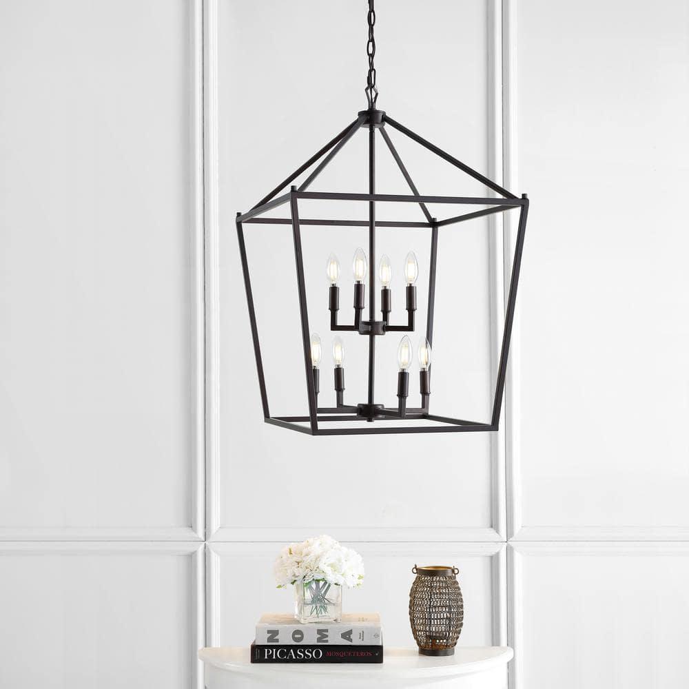 Pagoda 20" 8-Bulb Lantern Metal LED Pendant, Oil Rubbed Bronze