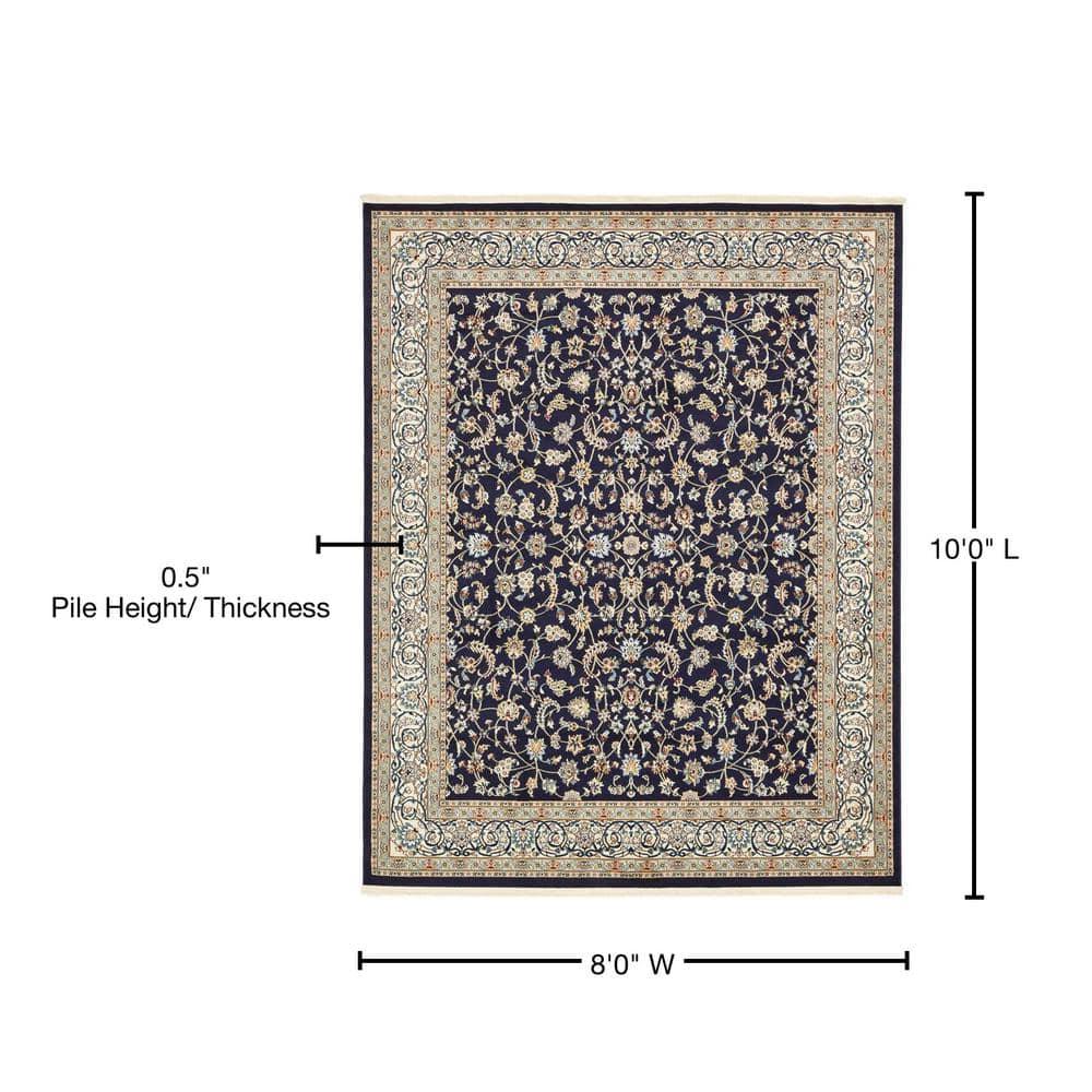 Unique Loom Narenj Collection Area Rug - Leeds (8'  x 10' Rectangle Navy Blue/Beige)