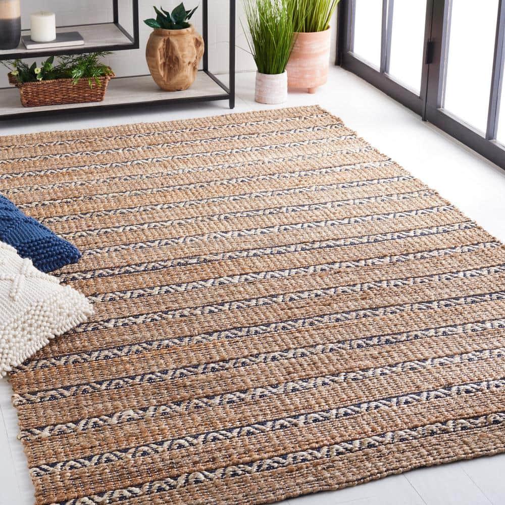 Natural Fiber NFB655 Power Loomed Area Rug - Navy/Natural - 8'x10' - Safavieh.