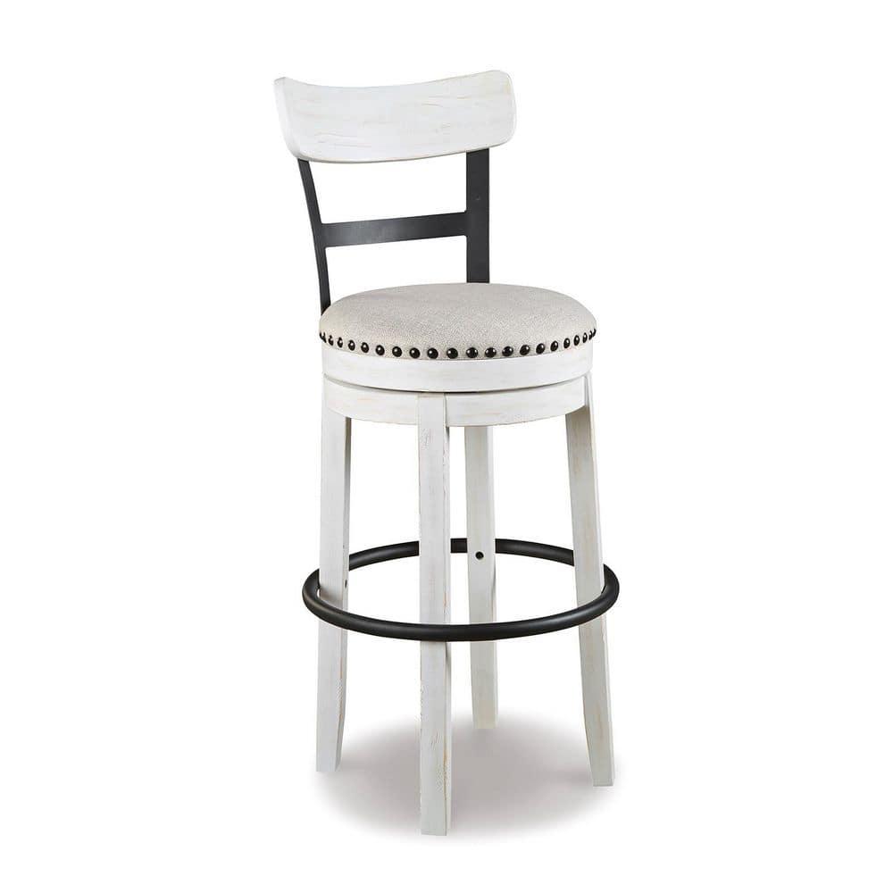 Gracie Oaks Design by Ashley Valebeck Modern Swivel Counter Height Barstool, Whitewash