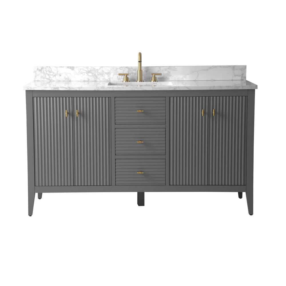 60'' Single Bathroom Vanity with Engineered Marble Top