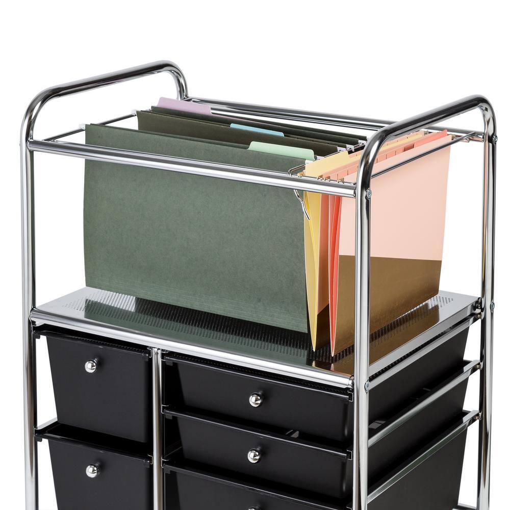 Honey-Can-Do Steel and Plastic 5-Drawer Rolling File Storage Cart, Black/Chrome