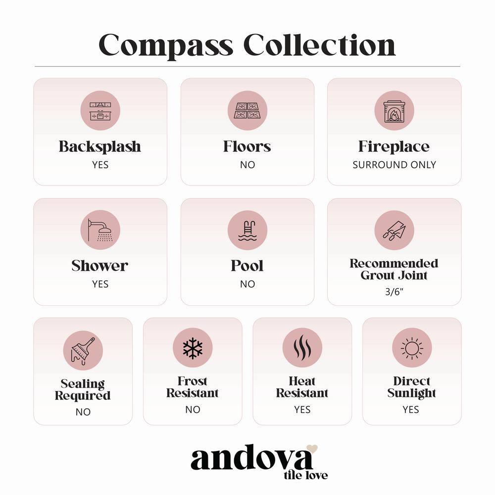SAMPLE-Compass Dreamy Gray 2-in. x 10-in Subway Glossy Ceramic Wall Tile