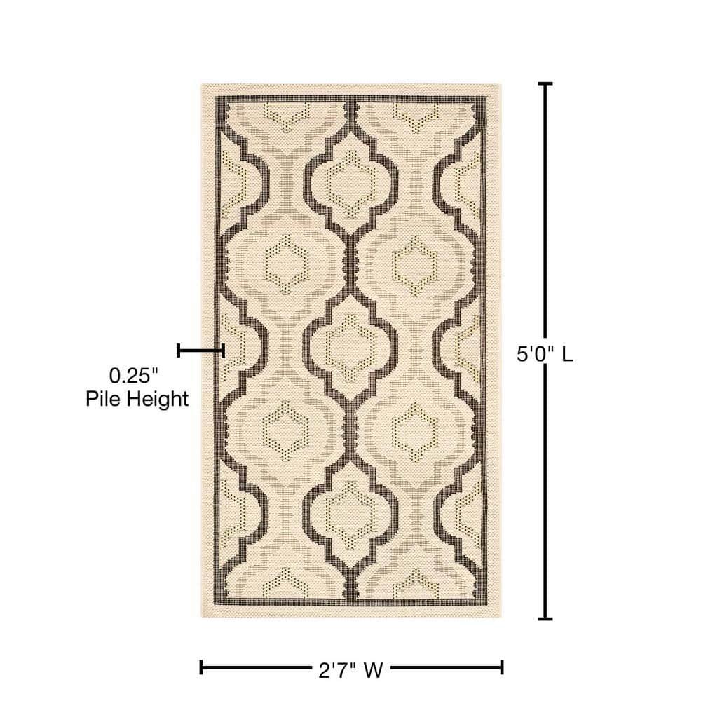 Courtyard CY7938 Power Loomed Indoor and Outdoor Accent Rug - Beige/Black - 2'7"x5' - Safavieh