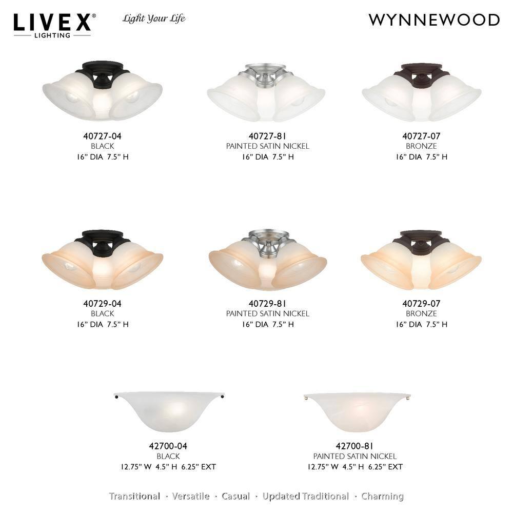 Livex Lighting Wynnewood 3 - Light Flush Mount in  Black