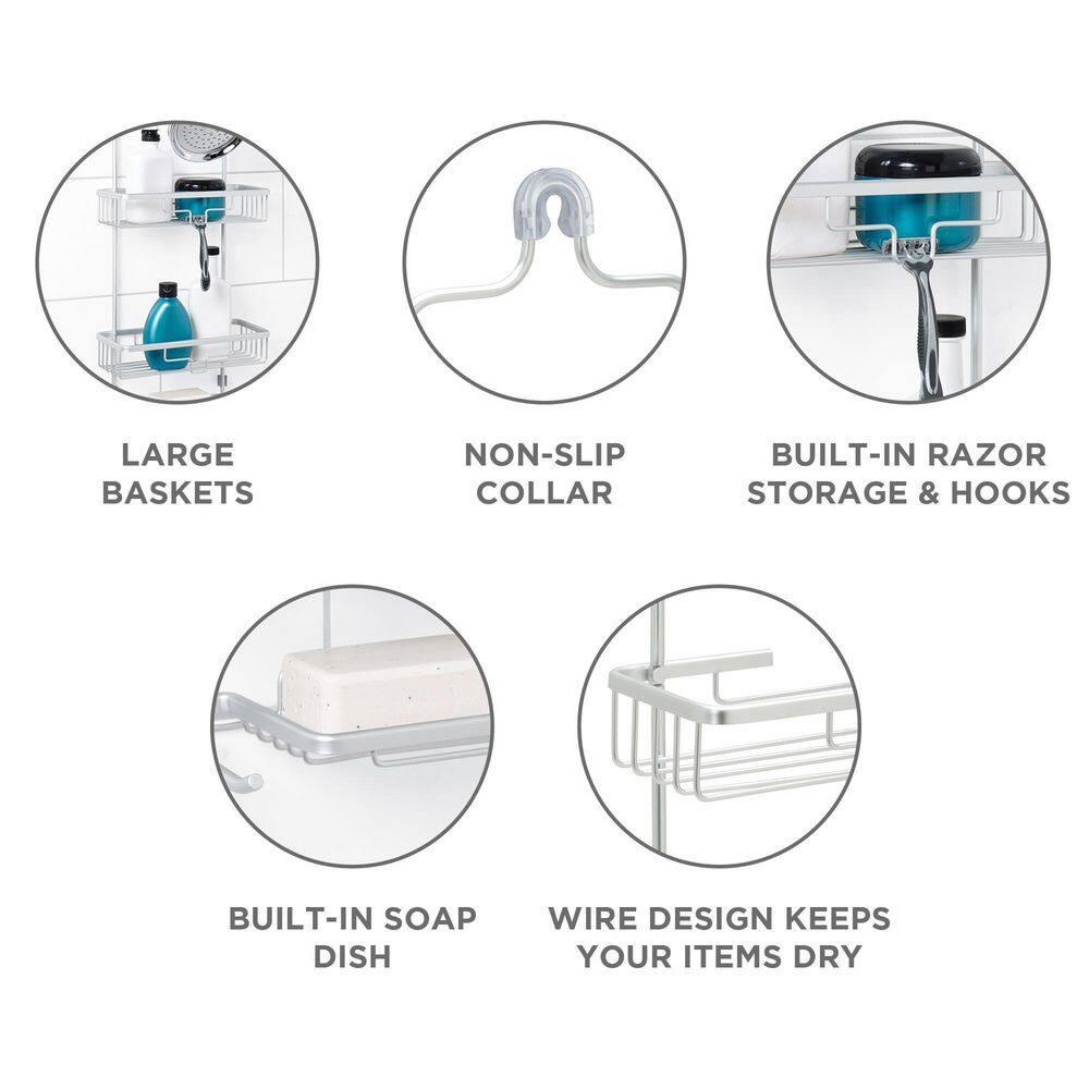 NeverRust Rustproof Aluminum Large Over-the-Shower Caddy in Satin Chrome