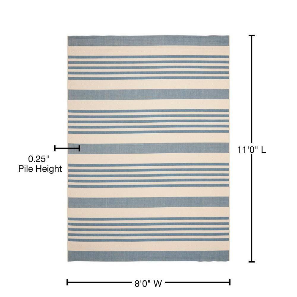 Courtyard CY6062 Power Loomed Indoor/Outdoor Area Rug - Beige/Blue - 8'x11' - Safavieh.