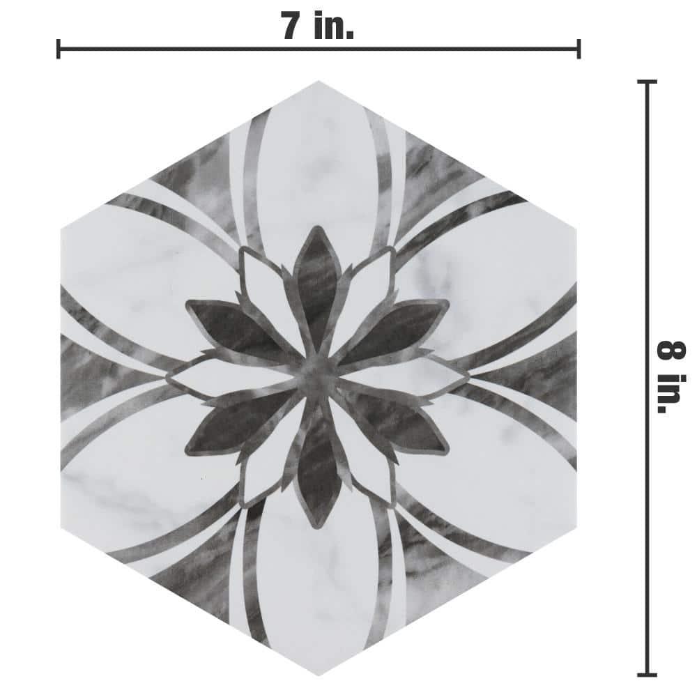 Merola Tile Classico Bardiglio Hex 7" x 8" Porcelain Patterned Wall & Floor Tile
