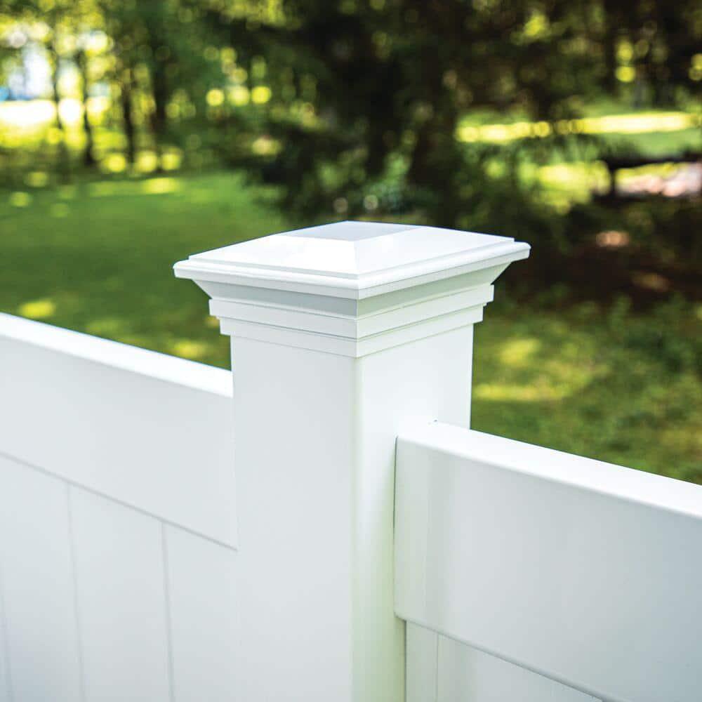Barrette Outdoor Living 5 in. W x 5 in. D Contemporary Solar Post Top White