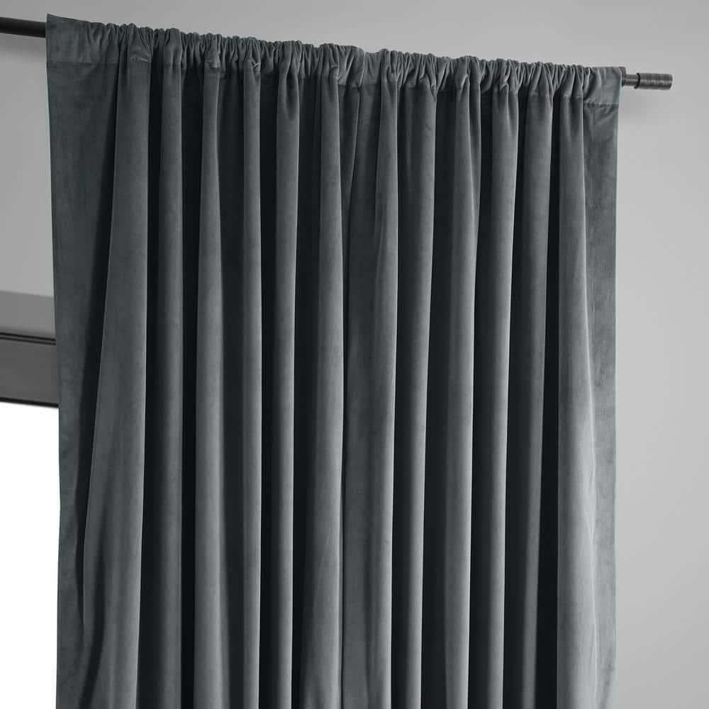 Half Price Drapes Signature Natural Grey Extra Wide Velvet Blackout Curtains (1 Panel),100W X 96L