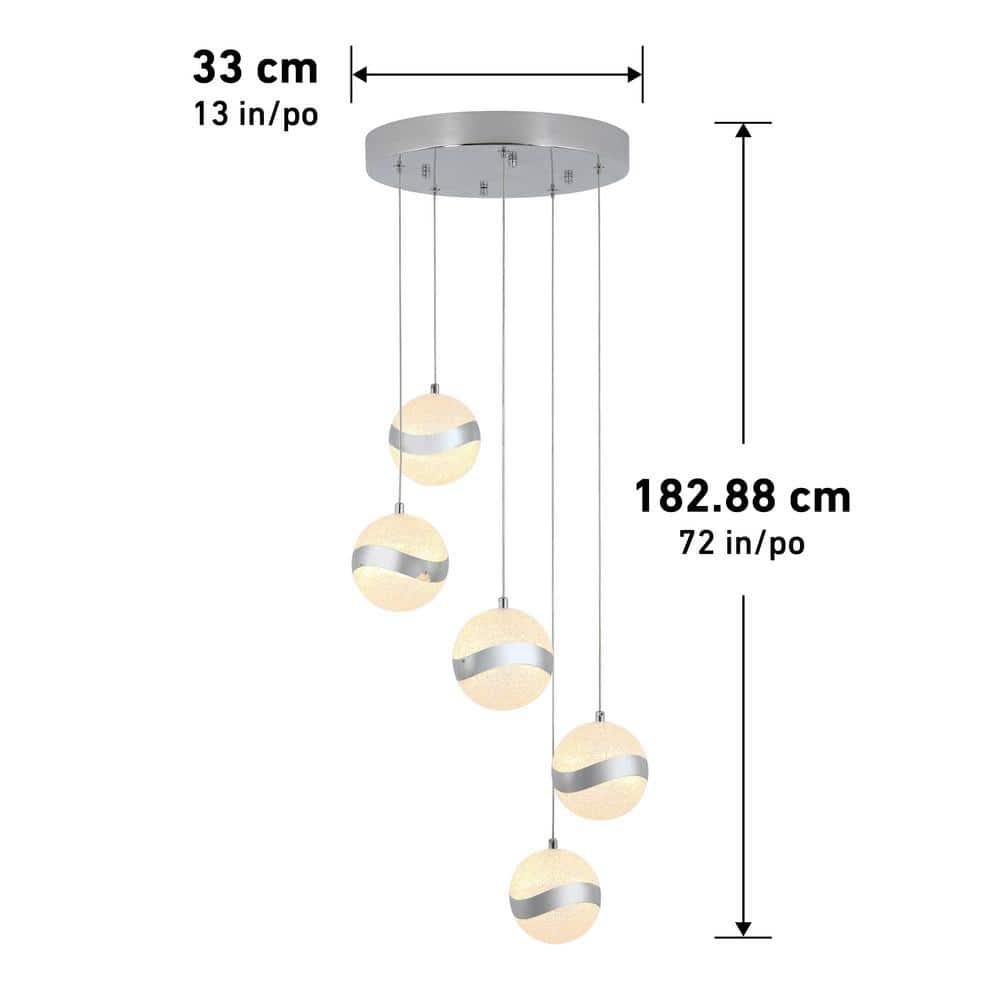 5 - Light Chrome LED Sphere Pendant