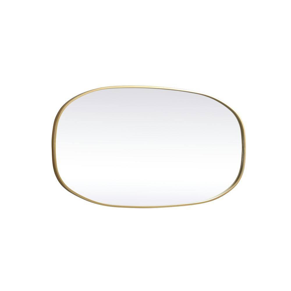 Elegant Lighting Metal Frame Oval Mirror 24x48 Inch in Brass
