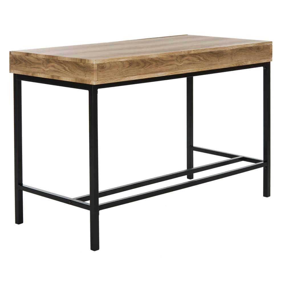 SAFAVIEH Patrick Mid-Century 2 Drawer Desk, Oak/Black