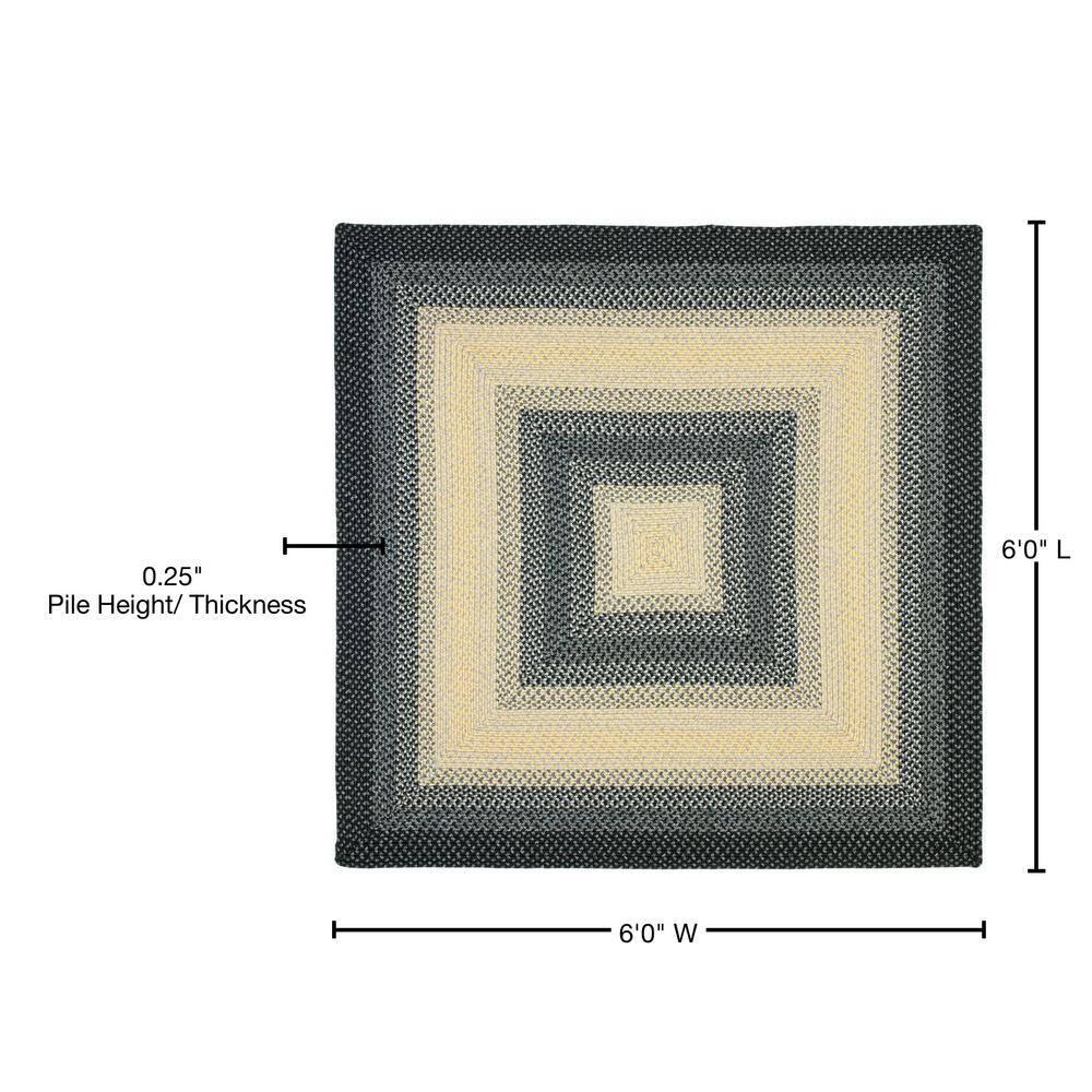 Braided BRD311 Hand Woven Area Rug - Black/Grey - 6'x6' - Safavieh.