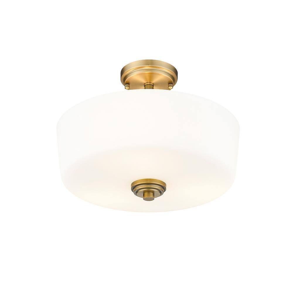 Z-Lite 220SF3-HBR Arlington 15 Inch Flush Mount Ceiling Light, Brass